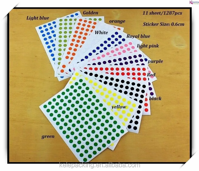 6cm circle round color coded label small blank dot sticker