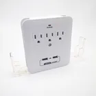 Certified Wall Mount Power Surge Protector with 3 AC Outlet Plug 2 USB Charger Ports Phone Holder Adapter