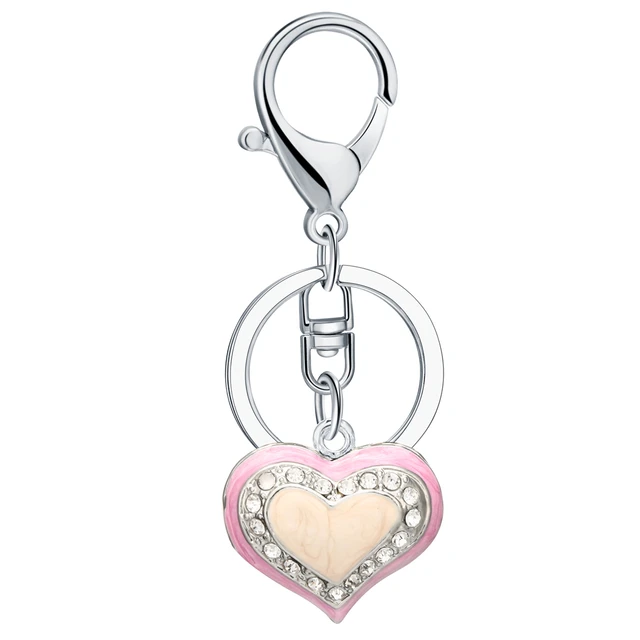 unique gift ideas pink love heart shaped keychain crystal wom