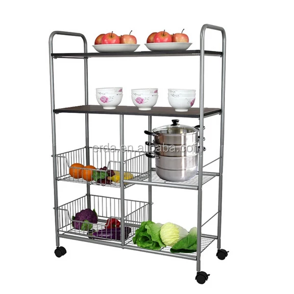 Kitchen Storage Shelf Metal Cabinet Rolling Pantry Rack Shelf