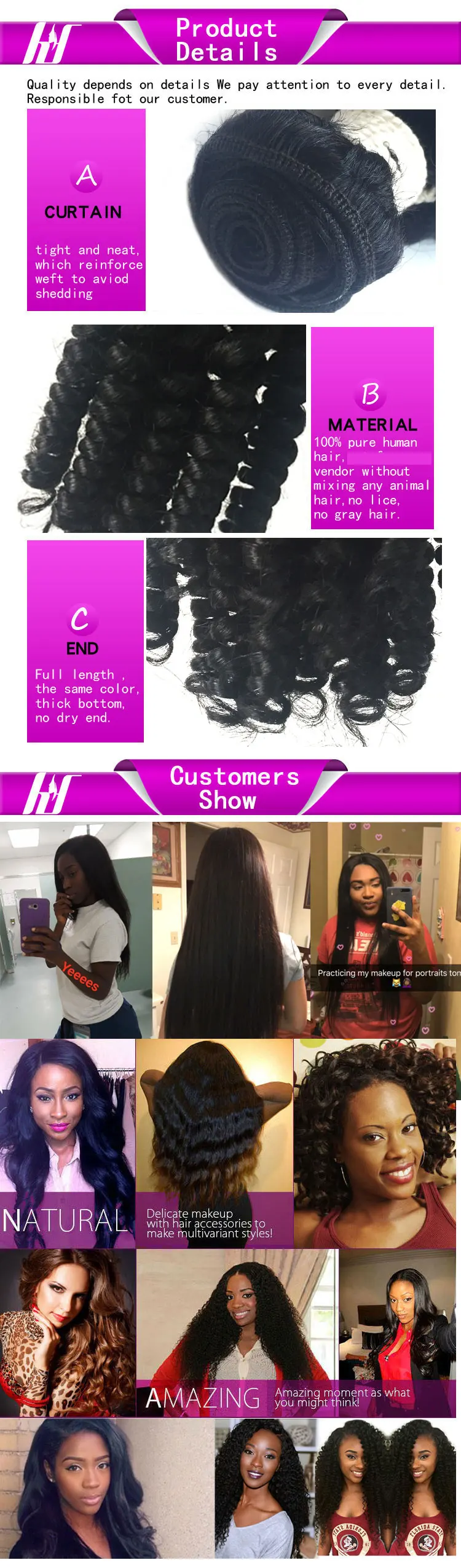 Brazilian Human Raw Virgin Hair Fumi Curl Hair Different Types Of
