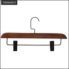high end custom vintage antique dark wood short trouser clothes scarf display hangers printed logo wholesale