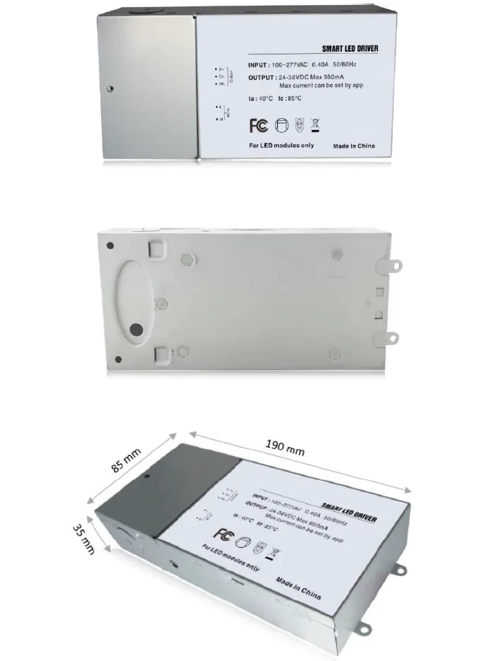 square metal 40w 12-38v 950ma wireless zigbee dimmable led driver - ANKUX.COM