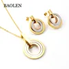 Costume African Fashion Jewelry Gold Round Women's Stainless Steel Jewelry Sets