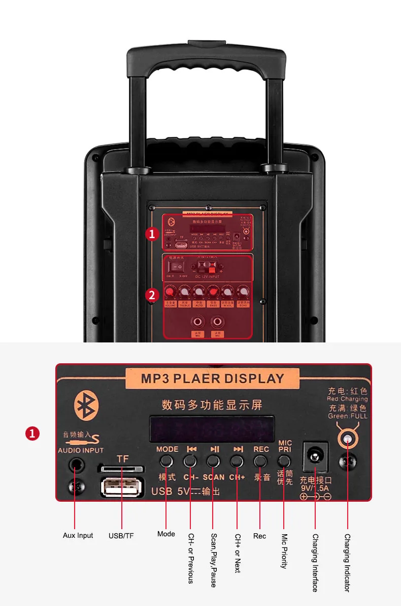COV Private Mould NEW Promotional party Speaker, Good Sound plastic portable trolley speaker with Mega bass 12 inch /FM - ANKUX.COM