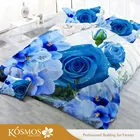 Blue rose duvet cover microfiber bed linen 4pcs 3D bed sheet set
