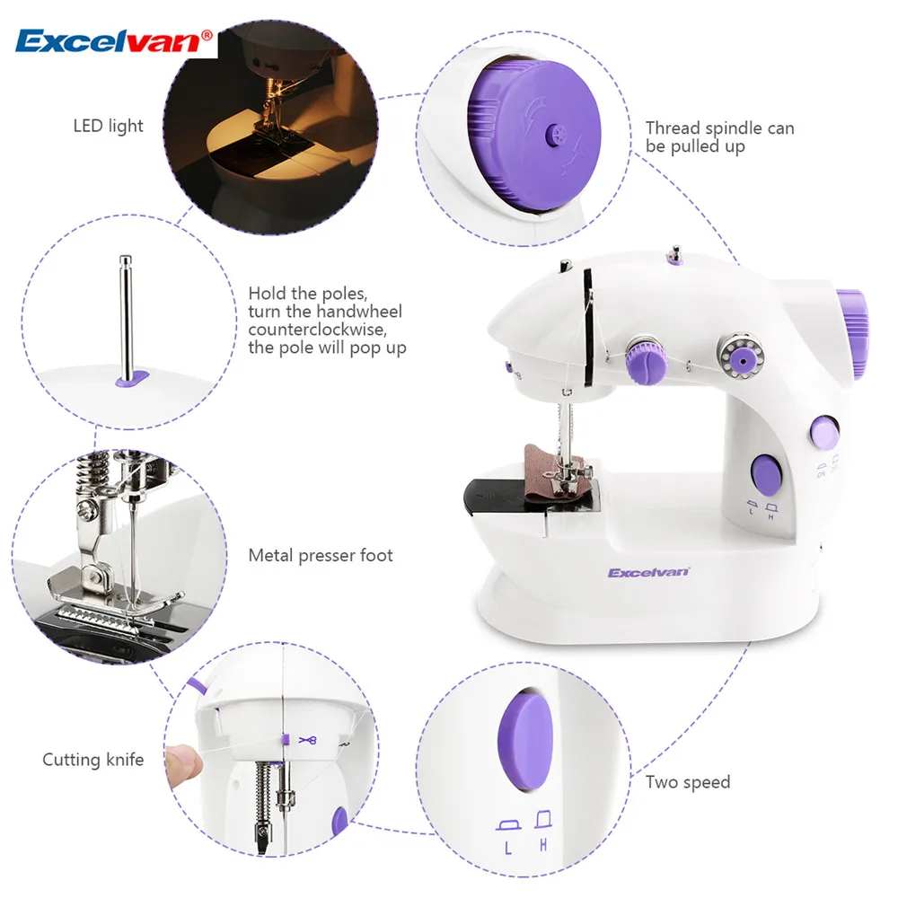 Excelvan Mini Handheld sewing machines Dual Speed Double Thread Multifunction Electric Automatic Tread Rewind Sewing Machine 7