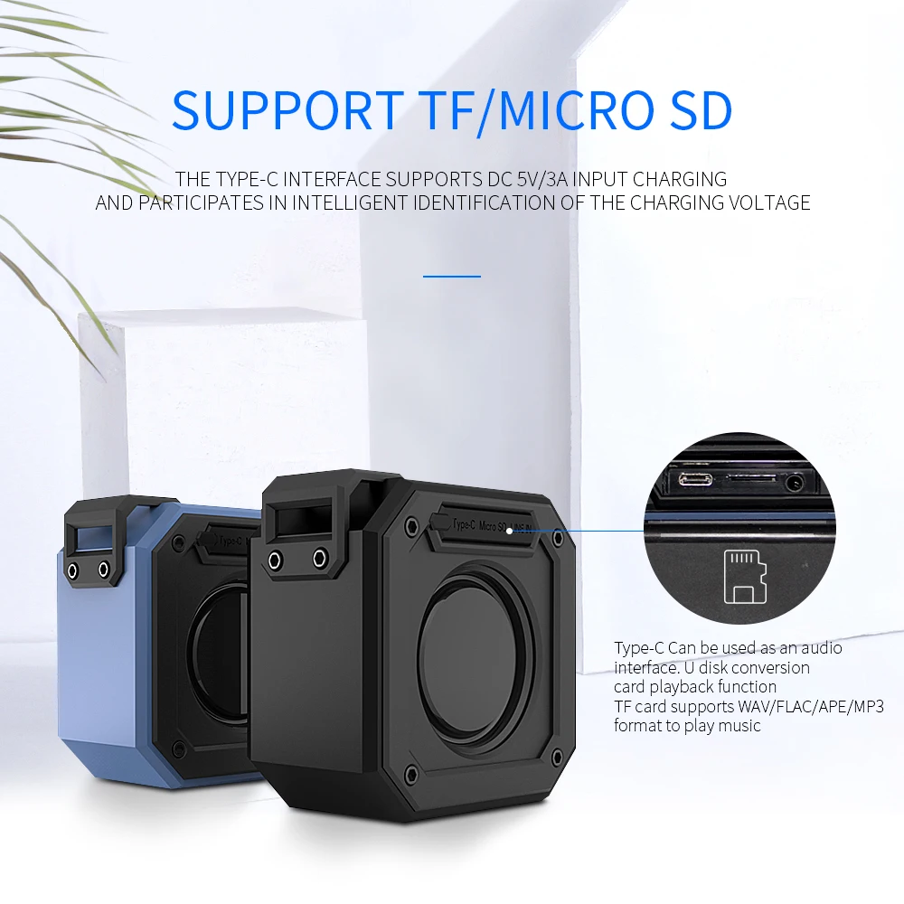 IPX7 Waterproof Bluetooth Speaker Portable Wireless TWS Bluetooth V4.2 Stereo Super Bass Speaker with TF Card - ANKUX.COM