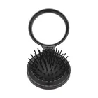 Promotional Foldable Plastic Round Hair Brush with Mirror