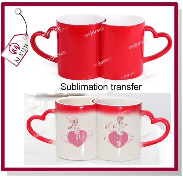 valentine cup ceramic lover magic mug with heart shape handle