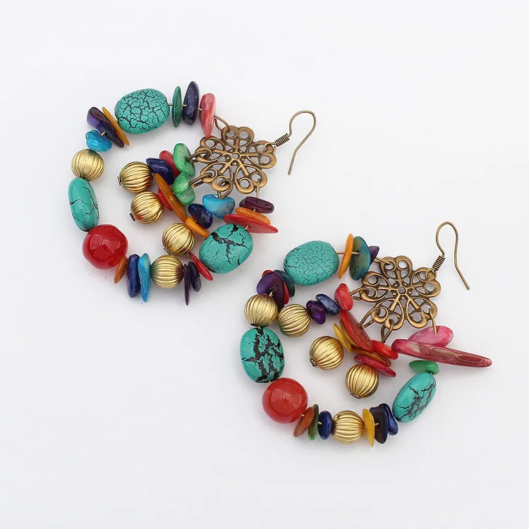 Ethnic Boho Tribal Arabic Afghan Boho Multi Stones Beads Bronze Hoop Earrings, As picture
Ethnic Boho Tribal Arabic Afghan Boho Multi Stones Beads Bronze Hoop Earrings, As picture