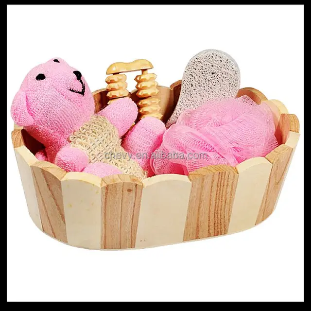 wholesale wood bucket 5pcs spa bath gift sets bath spa set