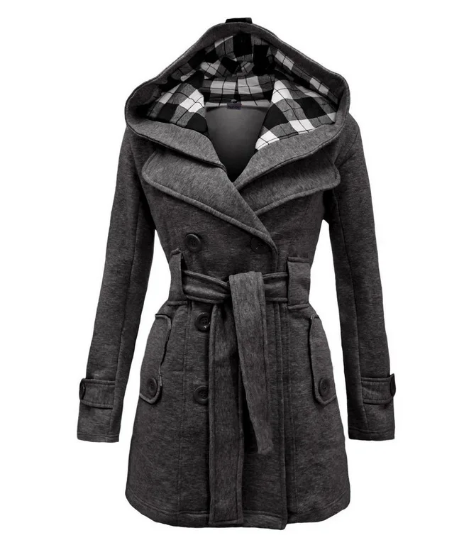 Autumn Winter Woollen Long Sleeve Double Breasted Long Coat Women Plaid Hooded Jacket Fashion Slim Overcoat E8753
Autumn Winter Woollen Long Sleeve Double Breasted Long Coat Women Plaid Hooded Jacket Fashion Slim Overcoat E8753