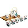 Chinese Style Printed Ceramic Custom Coffee Tea Pot Sets With Cups