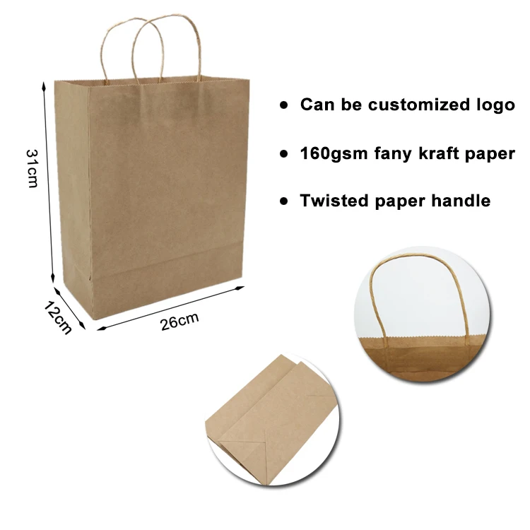 custom logo recycled cheap brown kraft gift shopping paper bag