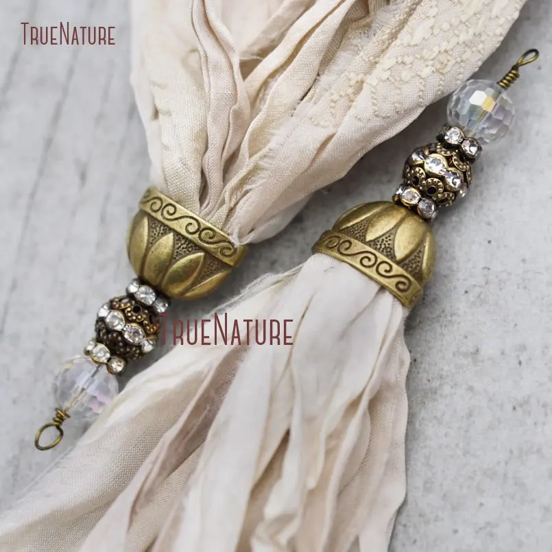 20171206-PM8971- Ivory Sari Silk Tassel Pendant Electroplating Bronze Color_5