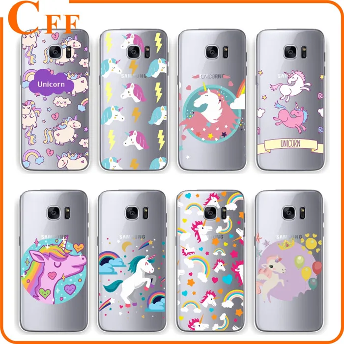 Cute Cartoon Unicorn Phone Cases Cover for Samsung Galaxy S5 S6 S6 Edge S6edgeplus S7edge Soft TPU Protective Coque Fundas