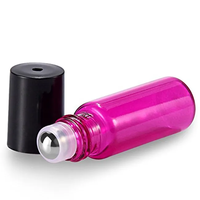 5ml Pink Green Blue Frosted Roller Bottle Glass Roll On Bottle With
