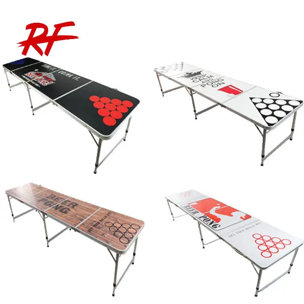 Custom Design Portable Led 8ft Folding Aluminum Beer Pong Table With Holes