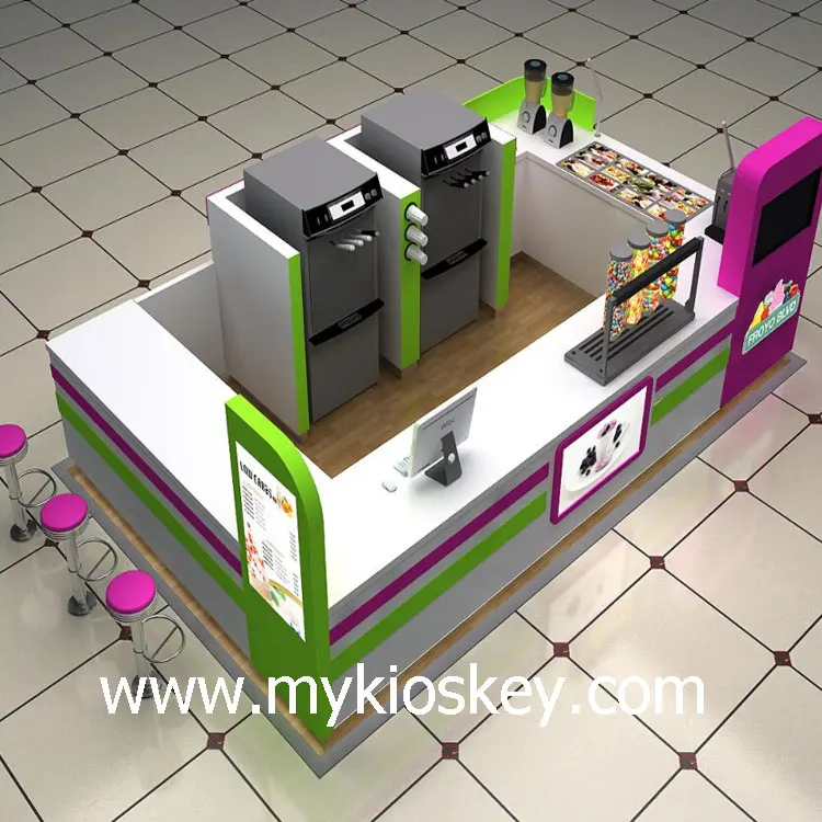 made in China customize food kiosk design for sale juice bar bubble tea kiosk