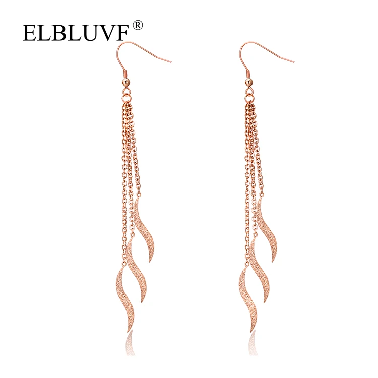 ELBLUVF Free Shipping Stainless Steel New Design Rose Gold Wave Shape Long Tassel Earrings
ELBLUVF Free Shipping Stainless Steel New Design Rose Gold Wave Shape Long Tassel Earrings