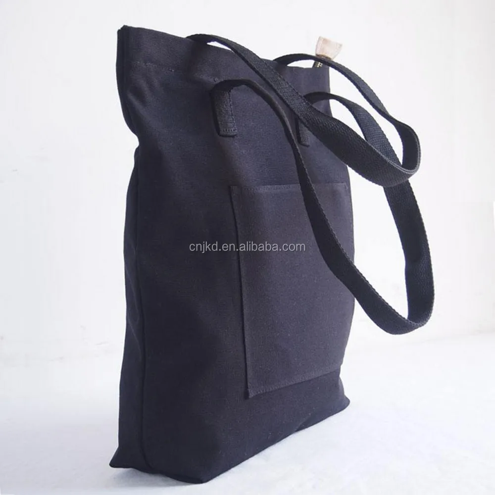 Repeatedly Used Practical Canvas Tote Bag With Outside Pockets
