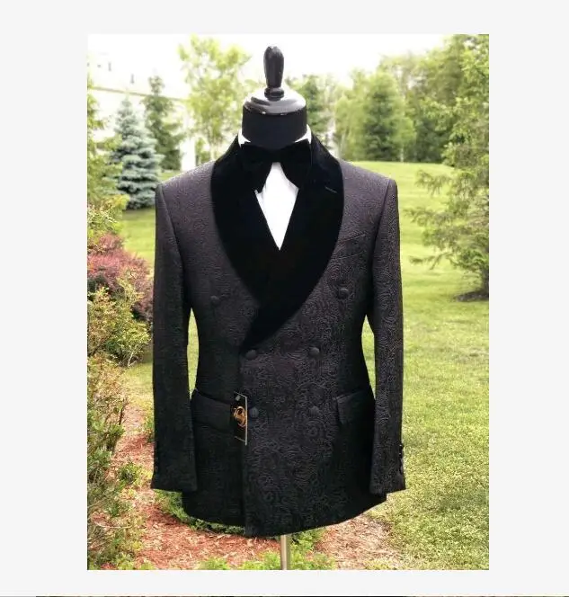 

Bespoke Black wedding' suit Made to measure groom's gown Customized dinner coat suits