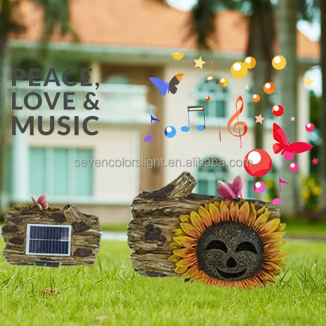 SCL0311 resin wood artificial decor speaker solar powered waterproof wireless speaker