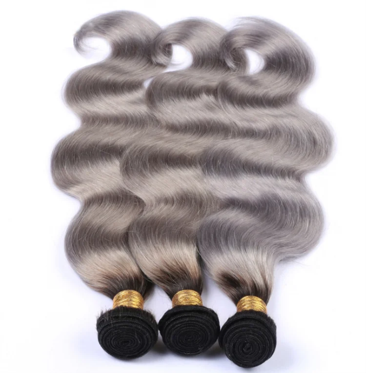 Unprocessed Silver Hair Extensions Grey 27 Piece Sew In Human Hair
