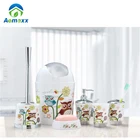 Promotional kids cheap popular cute owl design plastic bathroom set