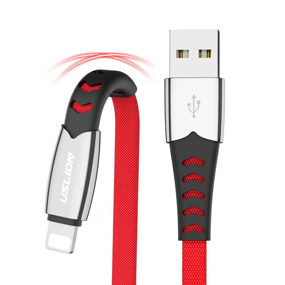 

USLION 1M 2.1A Aluminum Alloy USB Cable High Tensile Data Transfer Charge Cable, Black;blue;red