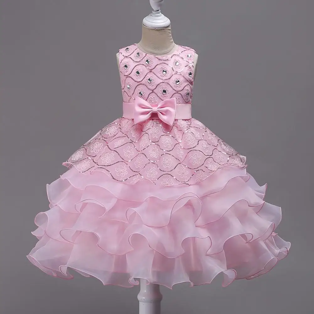 

girls dress princess dress children's skirt flower girl wedding dress diamond mesh cake pettiskirt, As the pic
