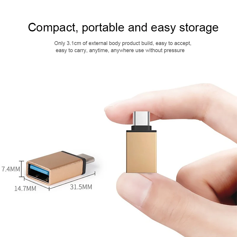 High Quality USB A Female To Type C Male 3.0 Type C Male To USB A Female Aluminium Alloy OTG Adapter