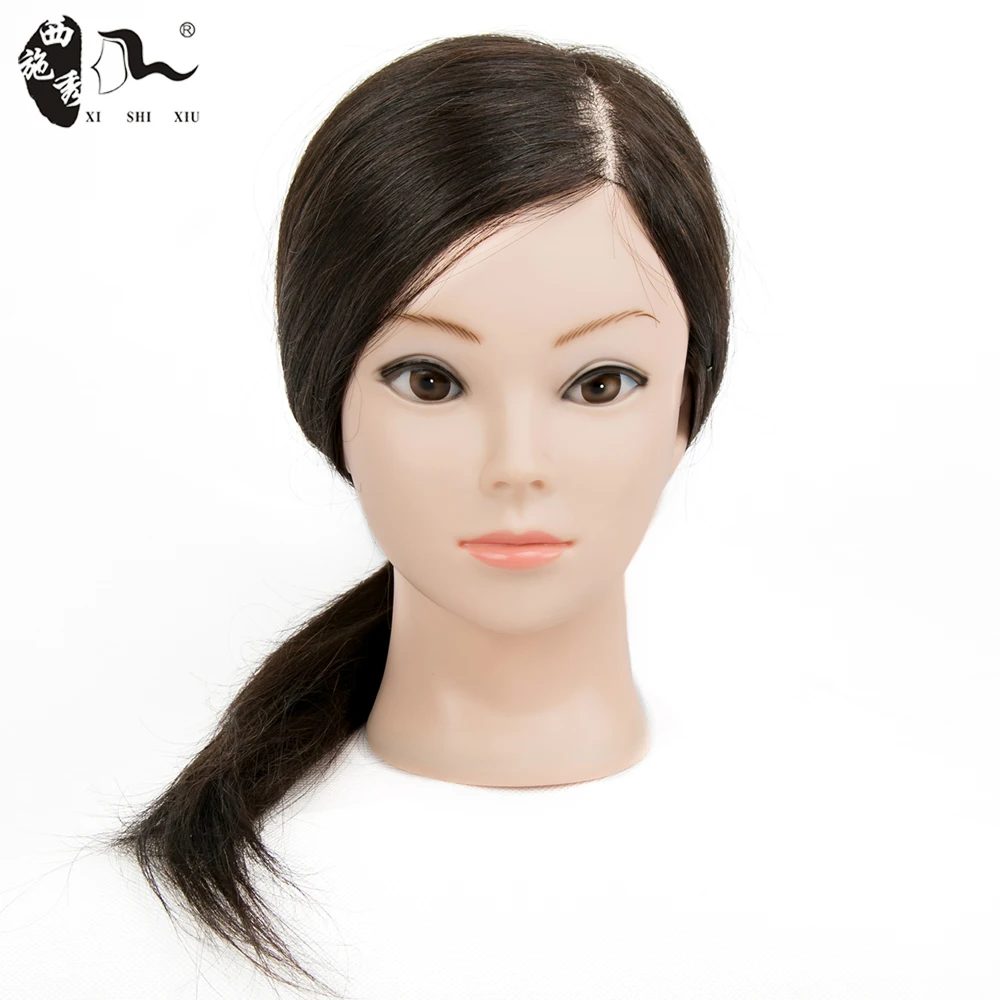 XISHIXIUHAIR Hot  Products 16Inch Hair Training 100% Human Hair Training Doll Head Asian Mannequin Head