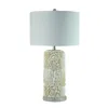 Small MOQ Supplier Modern Capiz Style Hand Painted Rose Flower White Sea Shell Table Lamp For Home Decor