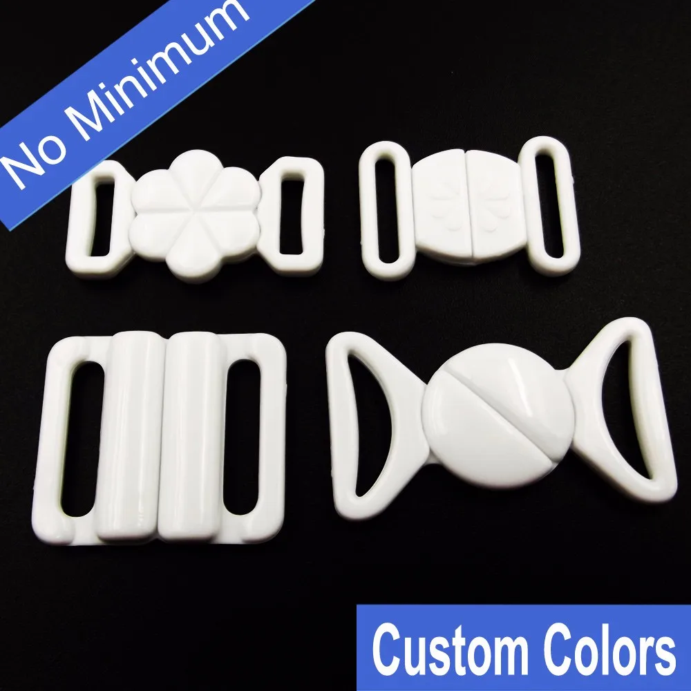 White bra front clasp swimwear plasthic buckle in nickle free