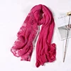 Factory Direct Large Luxury Crinkle Embroidered Solid Color Turkish Cotton Lace Hijab Scarf