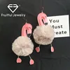 2018 Hot style earrings lady animal jewelry sweet exaggerated leather flamingo plush ball earrings