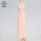 New beaded design beautiful sleeveless gown long bridal evening dress