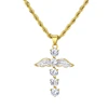 Angel cross wings Gold Cross Necklaces 18k gold plated Stainless Steel Cross Necklace Special design Men Jewelry