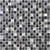Dark Series Square Crackle Black Glass Mix Stone Marble Mosaic for Swimming Pool