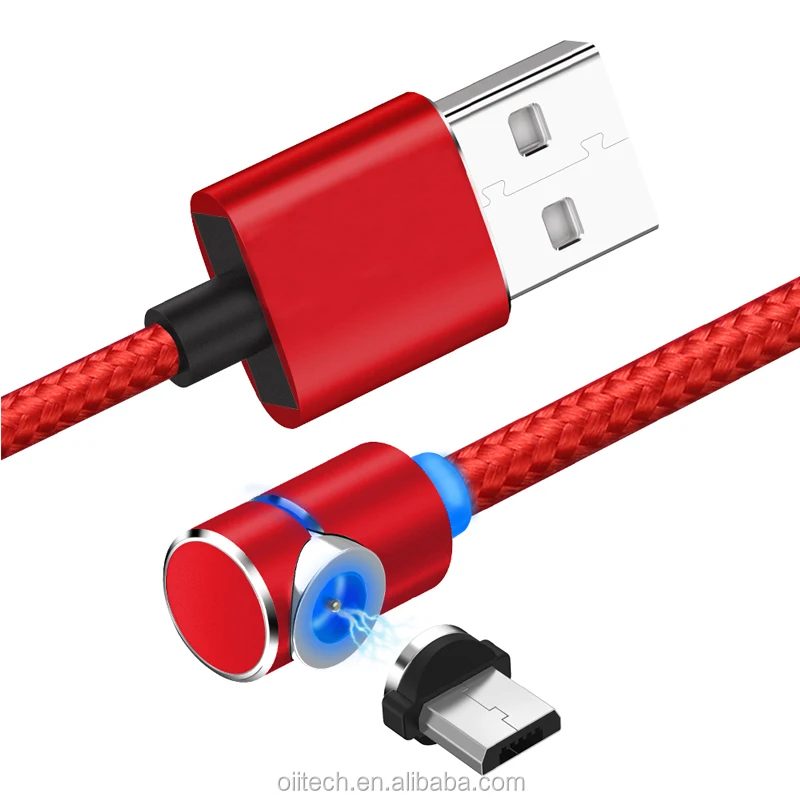 LED Magnetic Micro USB Cable Angle 90 Degree L Shape Nylon Braided Charger Cable for iPhone, Type C, Micro - ANKUX.COM