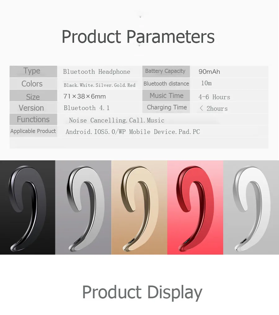 2018 Cifeel Stereo Wireless bone conduction headphones No Ear Plugs Earphone Headset with Microphone - ANKUX.COM