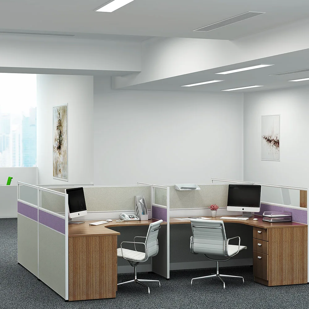 Wooden Office Furniture Partition Workstation Cubicle 4 Person