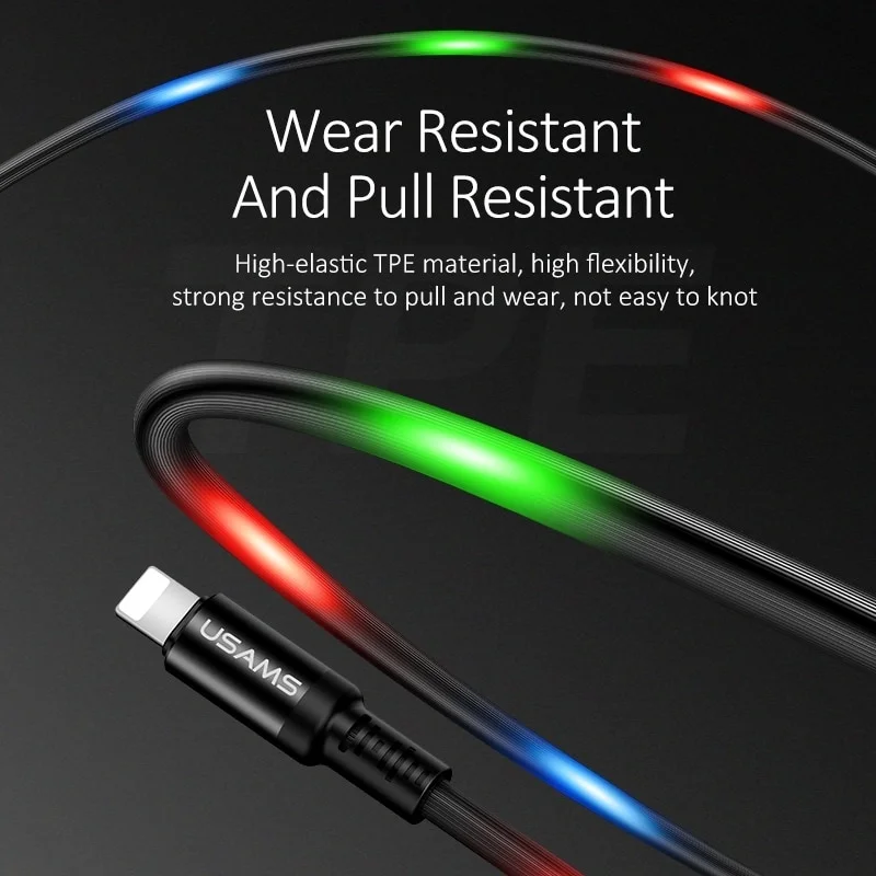 Volume Control Dance LED Light Flash Cable Data Sync 2A Fast Charging USB Cable - ANKUX.COM