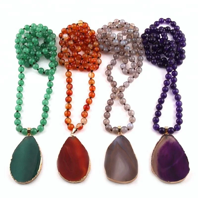 Fashion Women 8mm Green Stripe natural Stone Necklace Long Knotted Stone Agate Drop Pendant Necklace, 4 color
Fashion Women 8mm Green Stripe natural Stone Necklace Long Knotted Stone Agate Drop Pendant Necklace, 4 color