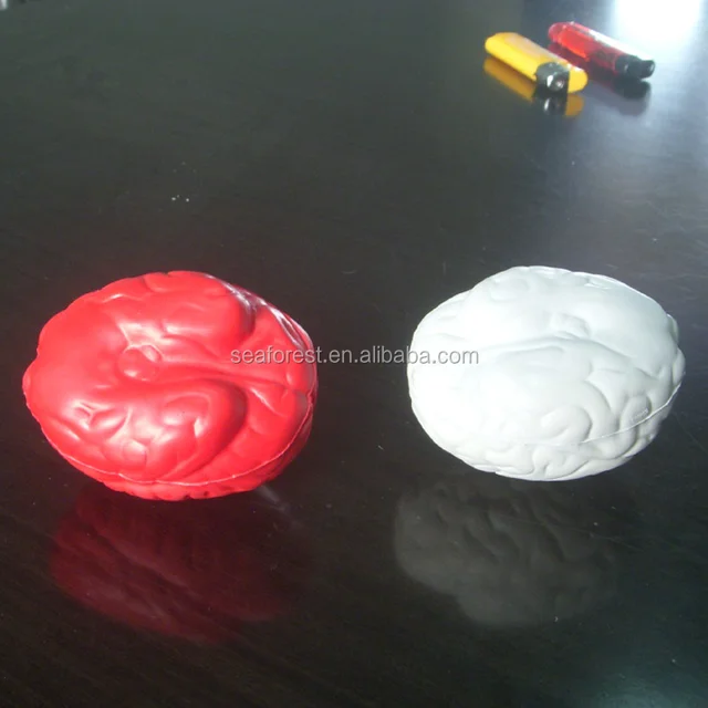 hotsale release toy pu foam brain shaped stress ball