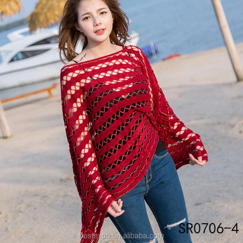 2017 women loose hollow-out tops crochet beach wear summer tassel cover up with gold thread, As photos 
2017 women loose hollow-out tops crochet beach wear summer tassel cover up with gold thread, As photos