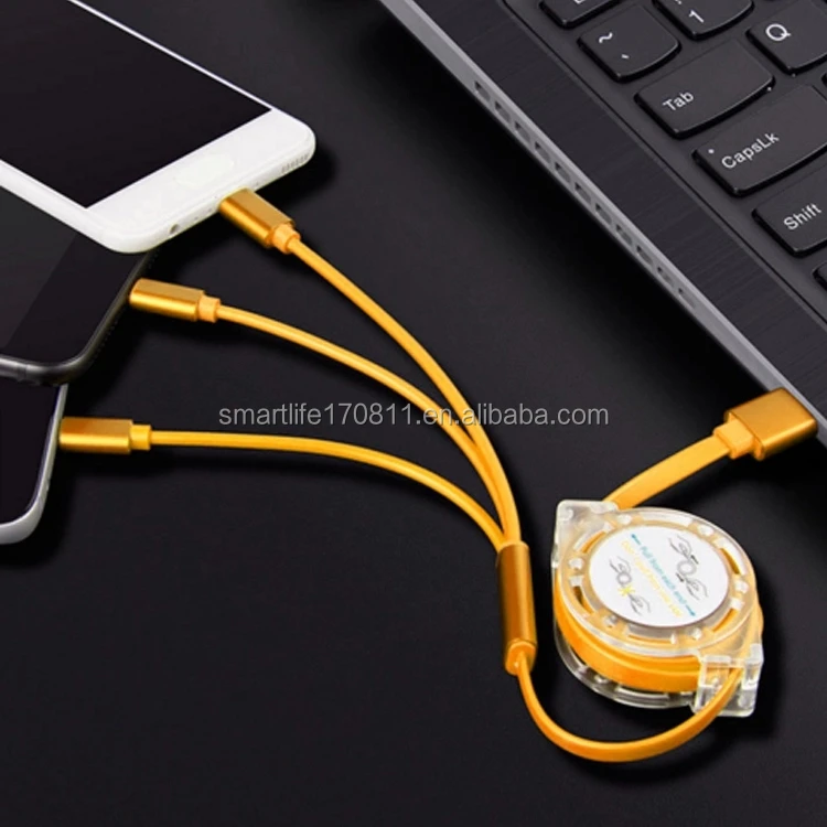 Sales promotion round retractable charger cable - ANKUX.COM