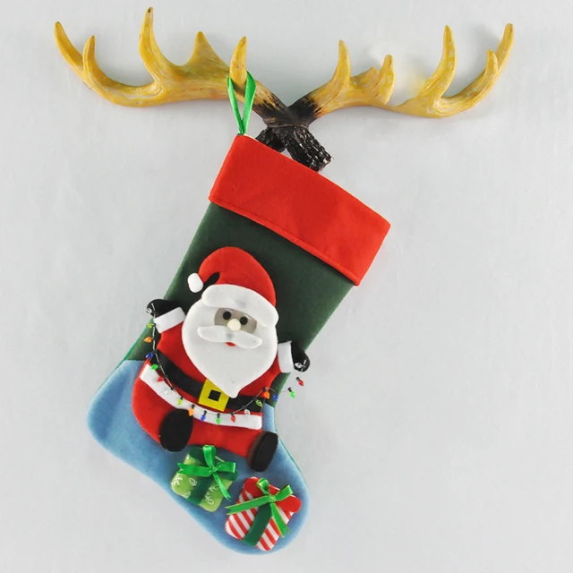 sj113 gift bag colorful led light decorated christmas stocking